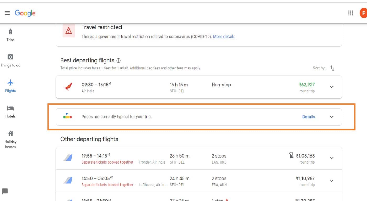 google flight price predictor