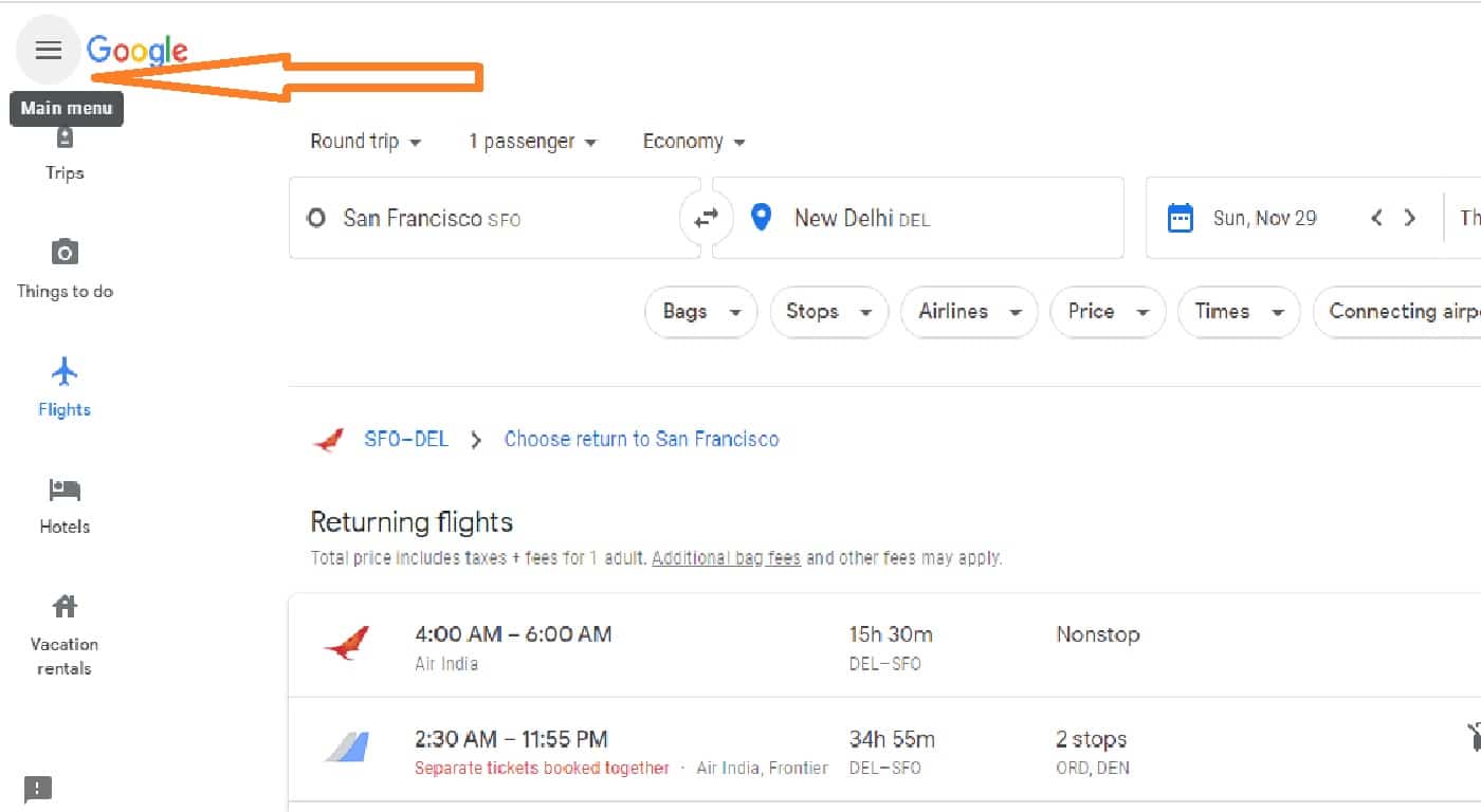 changing currency in google flight