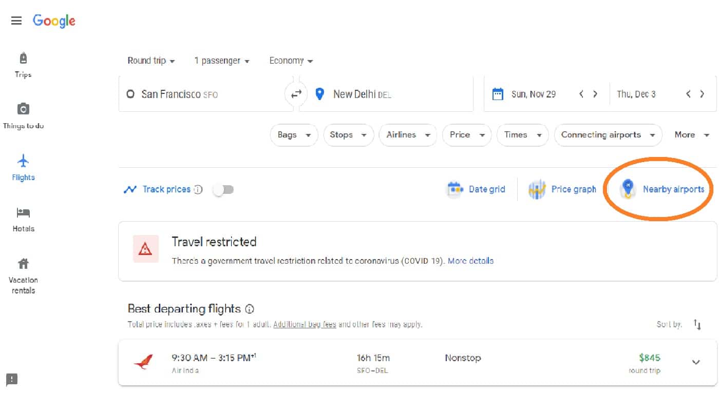 google airports feature