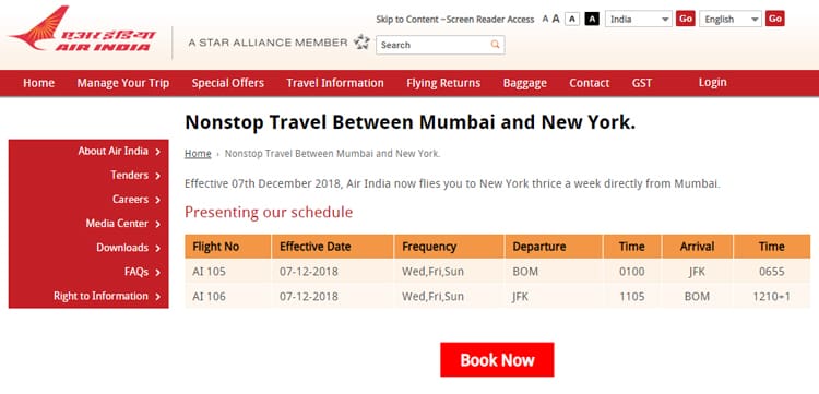 New York to Mumbai Non-Stop Flights