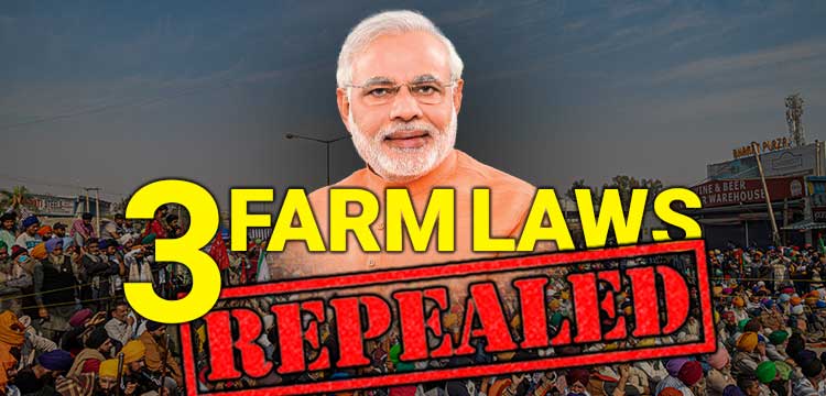 3 Farm laws bill Repealed